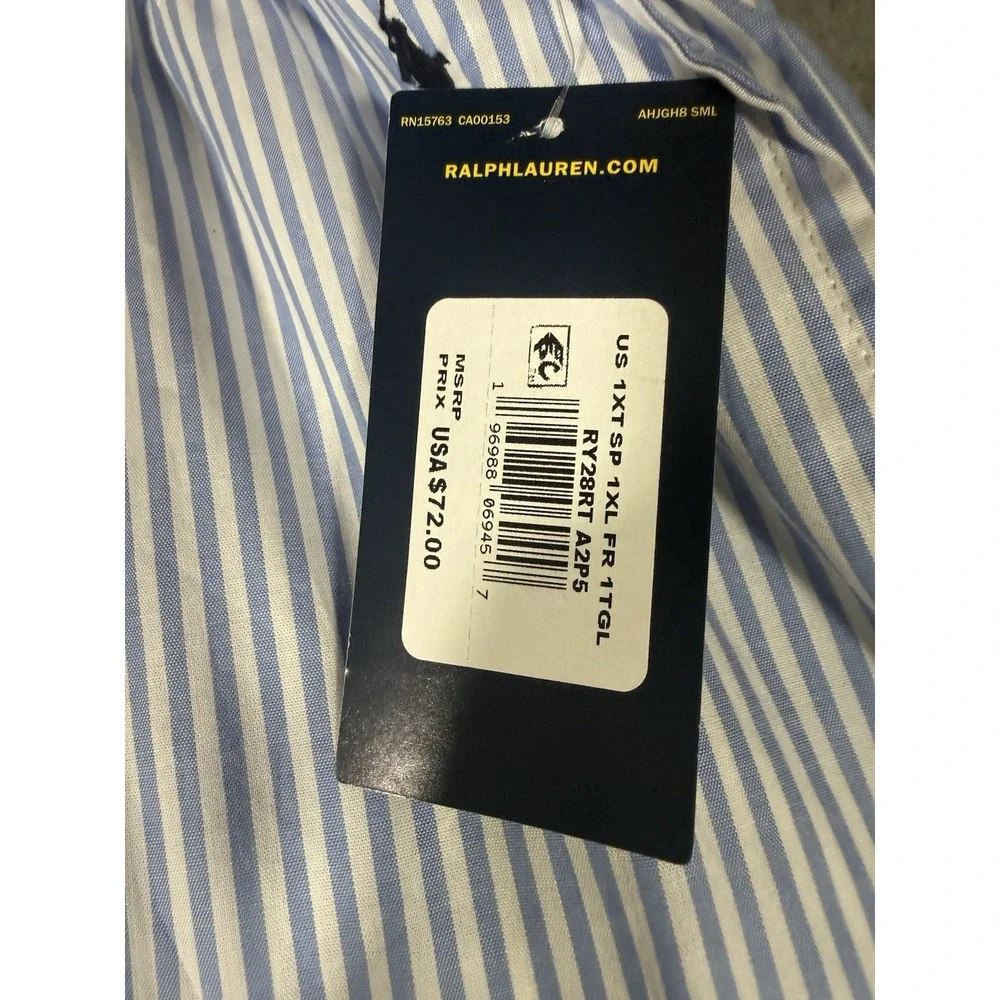 Polo Ralph Lauren Men's Blue and White Striped Sleepwear Pajama Pants Size 1XT
